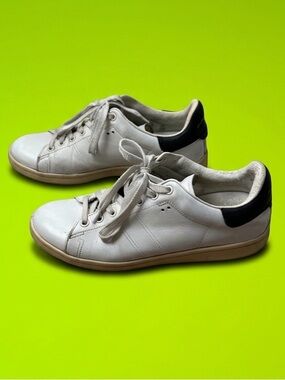 Isabel Marant White Leather Sneakers with Black Heel Collar